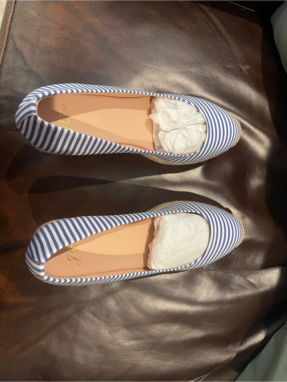 J. Crew Blue & White Striped Women's Slip-On Flats